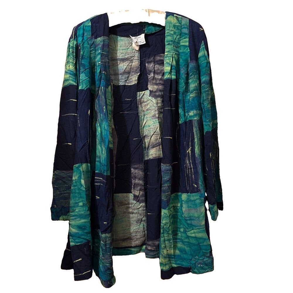 Karen & Karen Woman Watercolor Print Short Duster Open Top Size 20